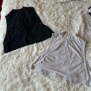 Lululemon mock neck cropped muscle tank. Lots of 2, off white & black size 4 6